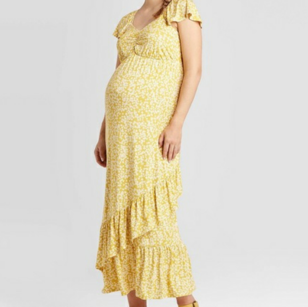 Isabel Maternity by Ingrid & Isabel Yellow Floral Maxi Dress